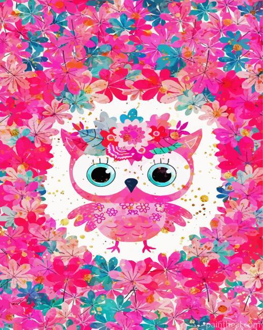 Cute Pink Floral Owl Painting By Numbers Kits