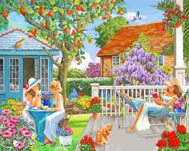 Ladies In Garden Painting By Numbers Kits