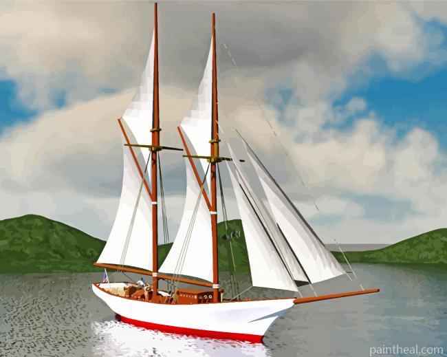 White Schooner Painting By Numbers Kits