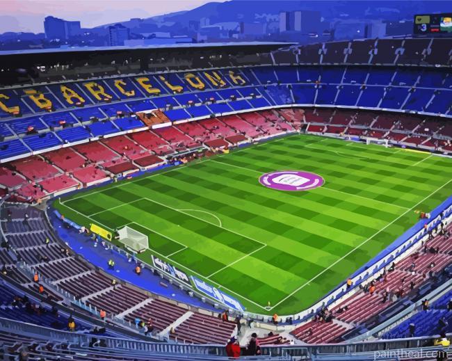 Camp Nou Stadium At Night Painting By Numbers Kits