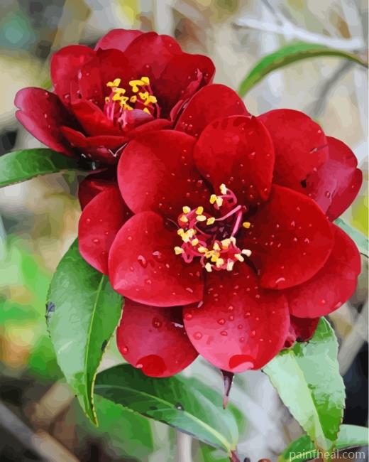 Aesthetic Red Camellia Painting By Numbers Kits