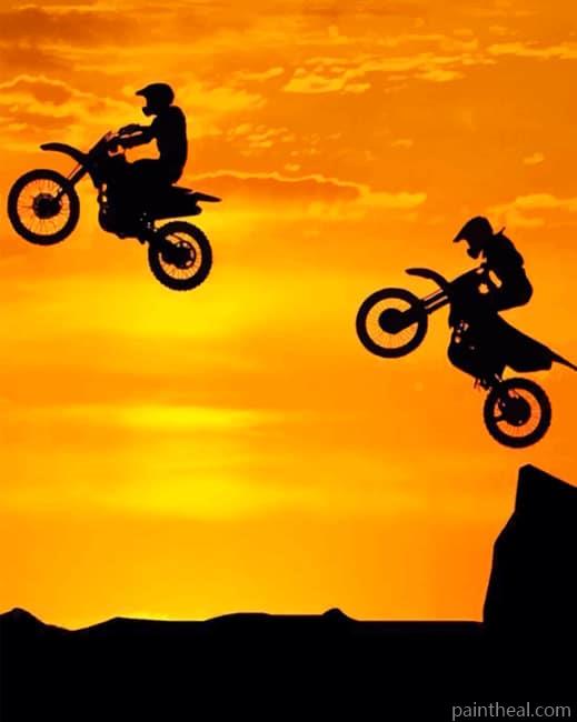 Bikers Sunset Silhouette NEW Painting By Numbers Kits