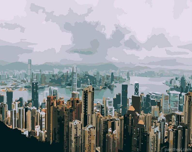 Hong Kong Skyline Cities Painting By Numbers Kits