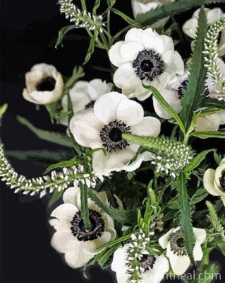 White Anemone Painting By Numbers Kits