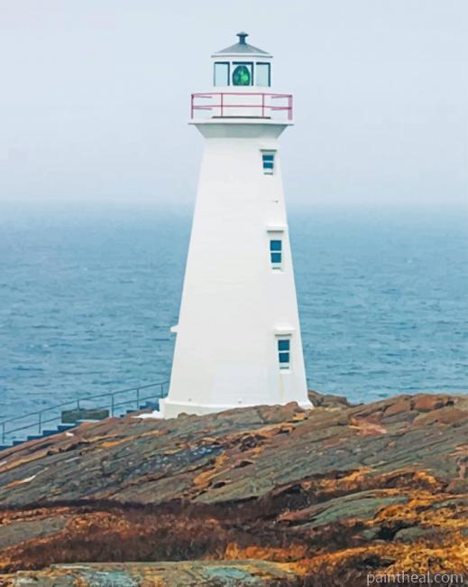 White Lighthouse On Beach Painting By Numbers Kits