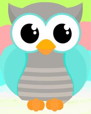 Blue And Grey Owl Painting By Numbers Kits