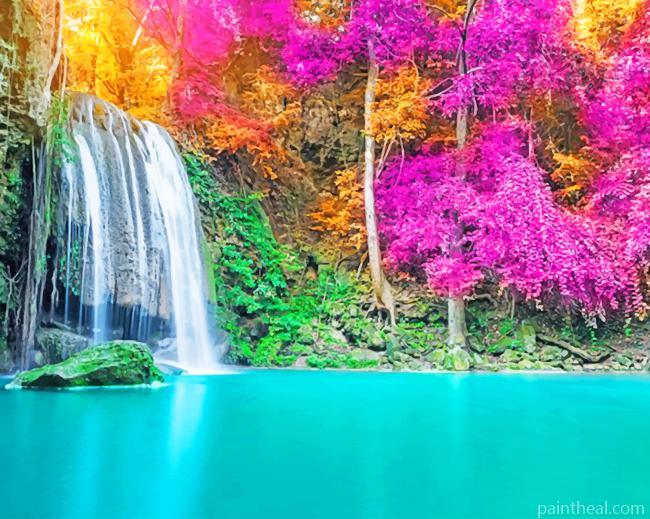 Thailand Waterfalls Erawan National Park Painting By Numbers Kits