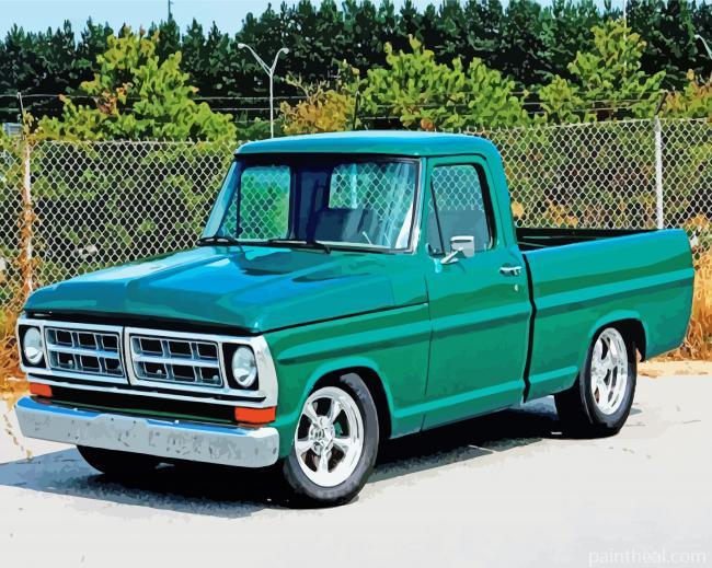 Green 1971 Ford Pickup Painting By Numbers Kits