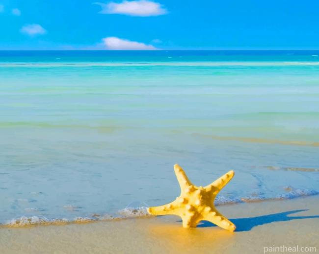 Yellow Star Fish On Beach Painting By Numbers Kits