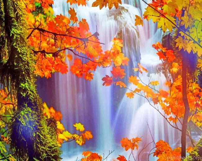 Waterfall Autumn Painting By Numbers Kits