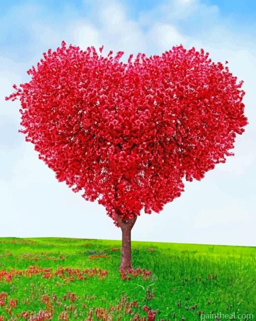 Heart Shape Tree Painting By Numbers Kits