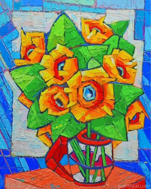 Cubist Sunflowers Vase Painting By Numbers Kits