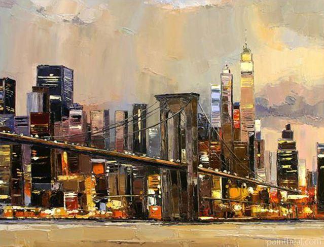 Brooklyn Bridge At Night Cities Painting By Numbers Kits