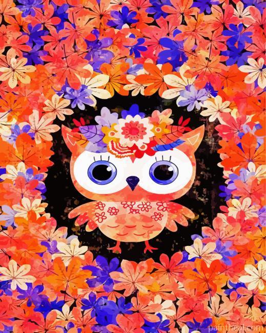 Cute Floral Owl Painting By Numbers Kits