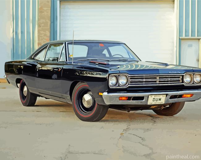 Black 1969 Plymouth Roadrunner Painting By Numbers Kits