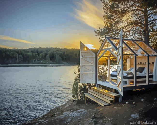 Cabin By The Great Lake Painting By Numbers Kits