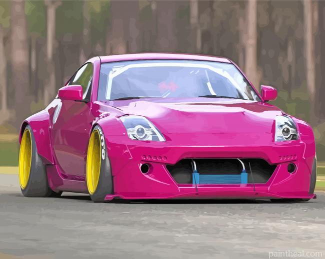 Pink Nissan 350z Car Painting By Numbers Kits