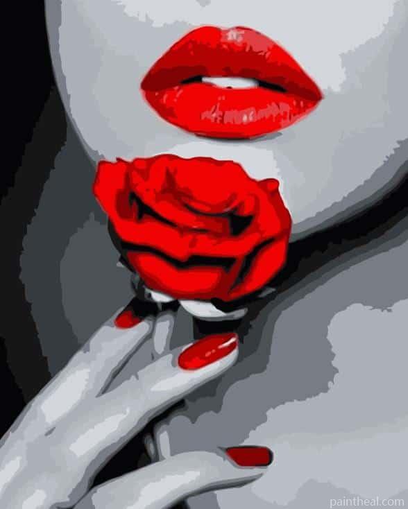 Rose Red Lip – 5D Diamond Painting Painting By Numbers Kits