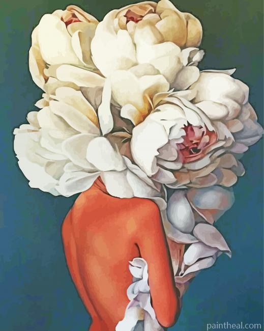 Flower Head Girl Peony Painting By Numbers Kits