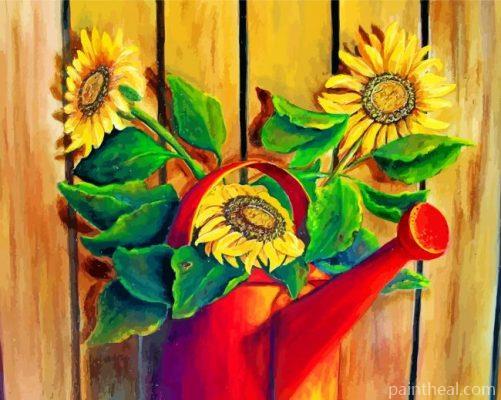 Sunflowers Watering Pail Painting By Numbers Kits