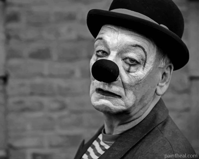 Monochrome Sad Clown Painting By Numbers Kits