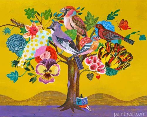 Birds On Tree Art Painting By Numbers Kits