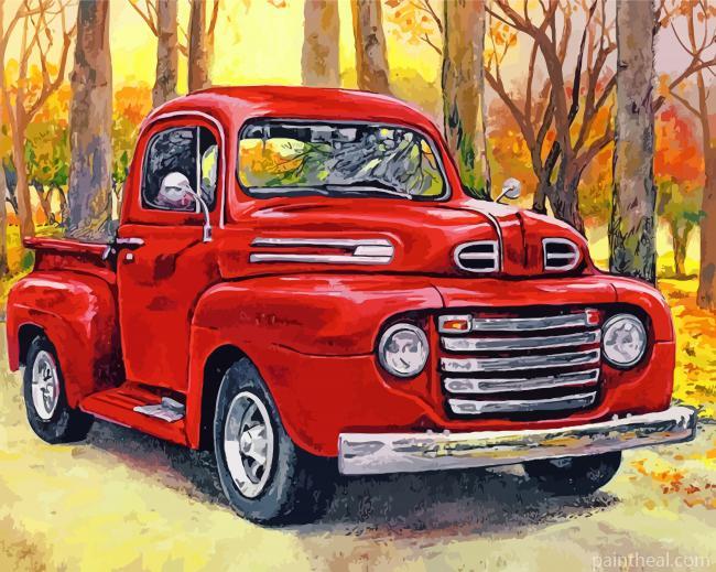 Red Pick Up Truck Painting By Numbers Kits