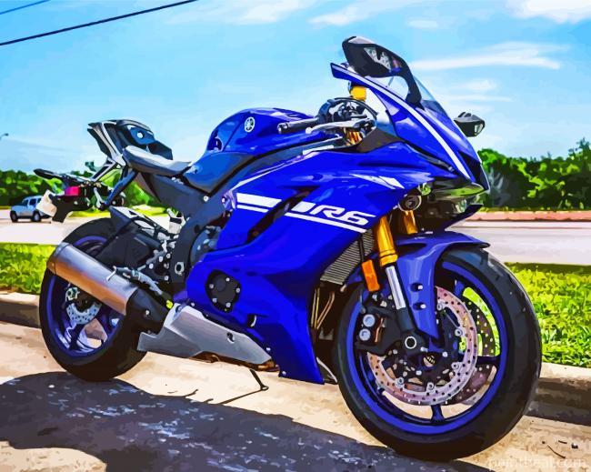 Aesthetic Blue Motorcycle Painting By Numbers Kits