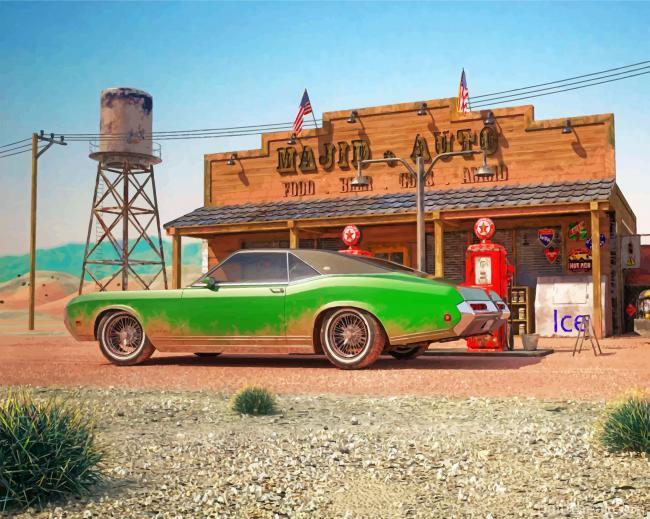 Vintage Green Car Painting By Numbers Kits