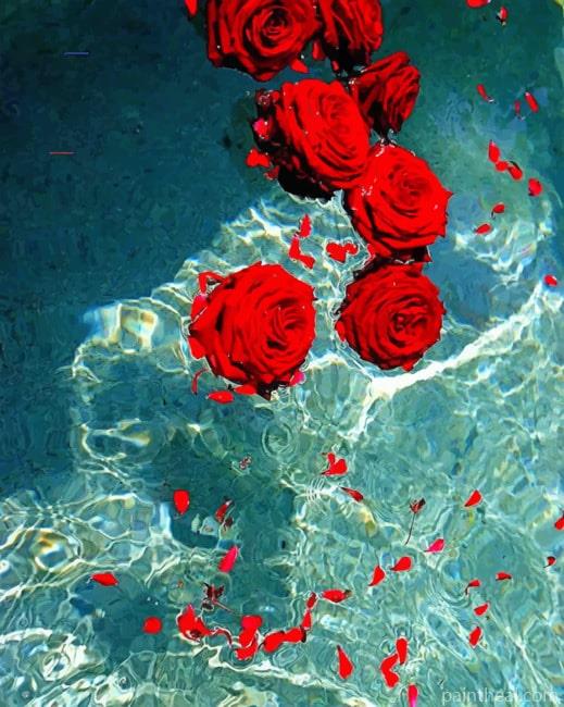 Red Roses In Water Painting By Numbers Kits