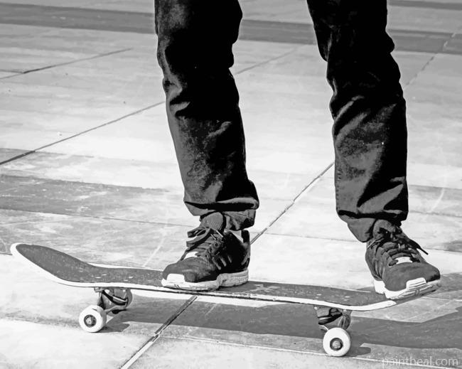 Skateboard In Black And White Painting By Numbers Kits