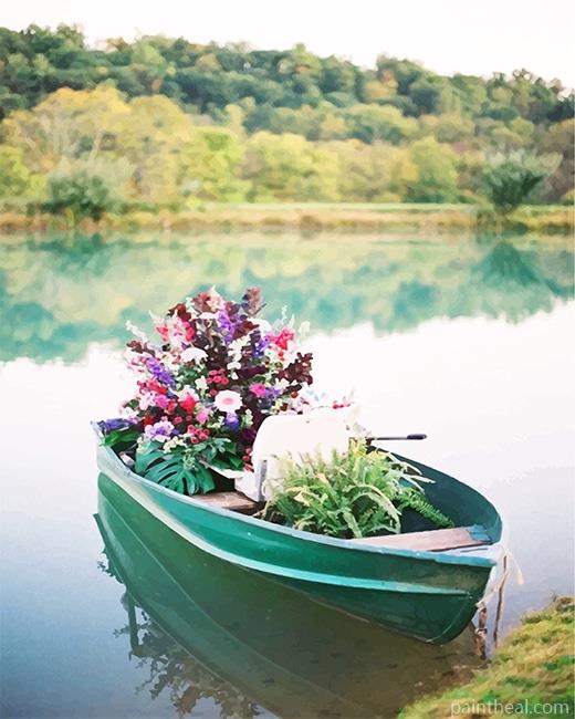 Boat Flowers Painting By Numbers Kits
