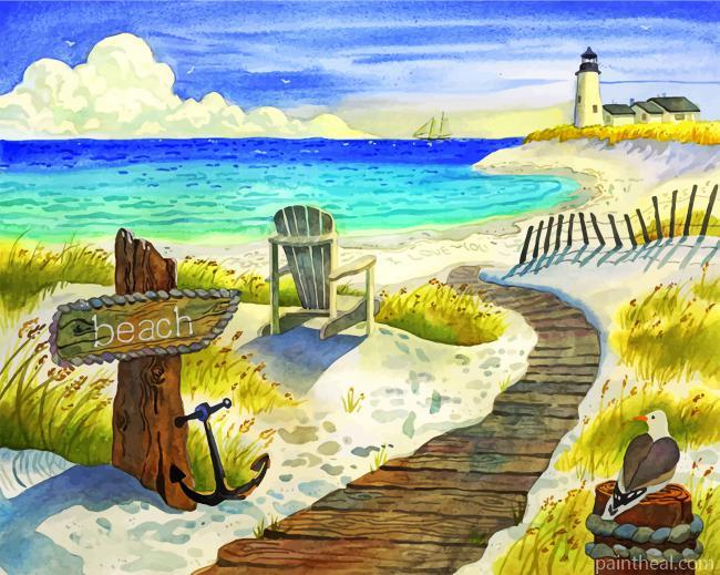 Beach Boardwalk Painting By Numbers Kits
