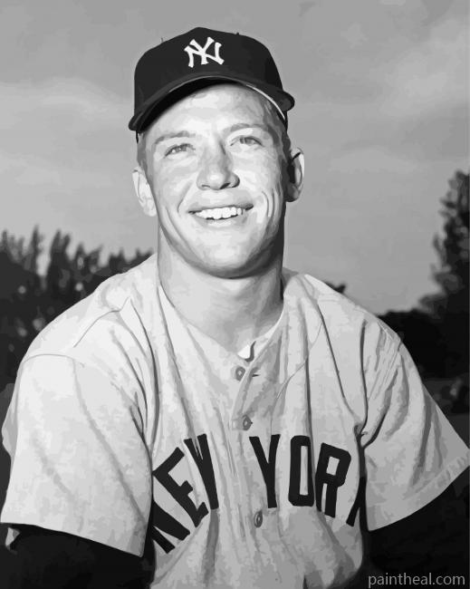 Black and White Baseballer Mickey Mantle Painting By Numbers Kits