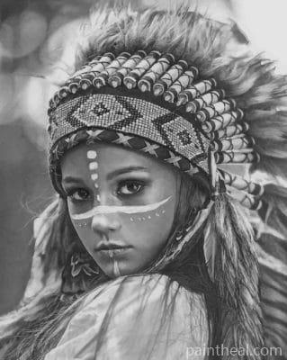 Black And White Native Girl Painting By Numbers Kits