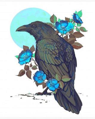 Crow And Flowers Painting By Numbers Kits