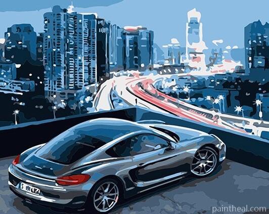 Porsche Car In New York Painting By Numbers Kits