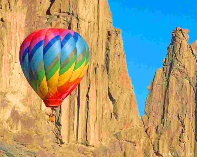 Air Balloon In Mountain Cliffs Painting By Numbers Kits