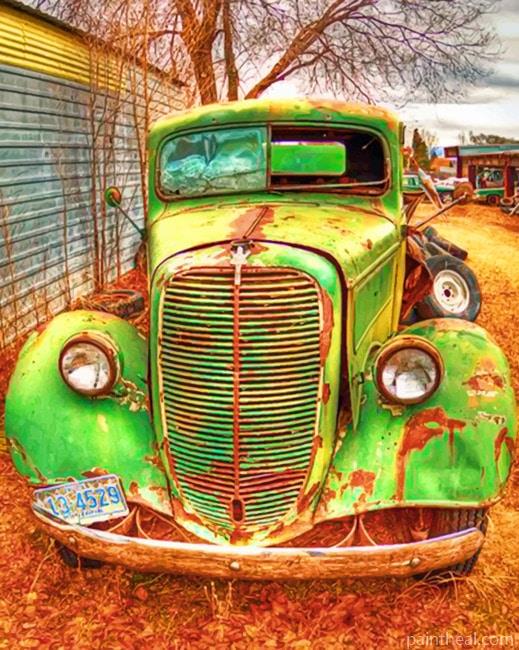 Green Farm Truck Cars Painting By Numbers Kits