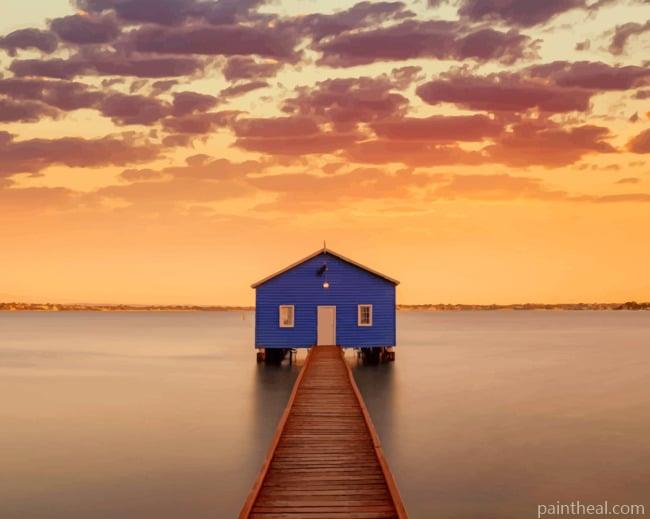 Blue Boat House Painting By Numbers Kits