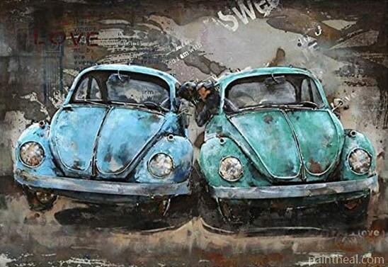 Two Antique Cars Engines Painting By Numbers Kits