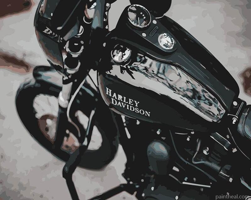 Black Motorcycle Engines Painting By Numbers Kits
