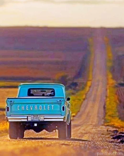 Blue Truck On A Road Cars Painting By Numbers Kits