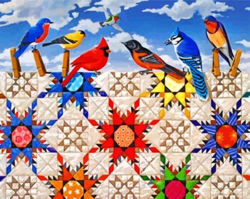 Birds And Quilt On clothesline Painting By Numbers Kits