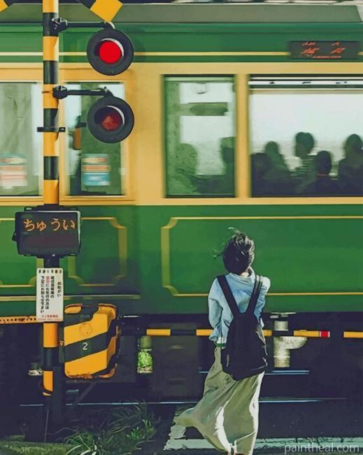 Japanese Woman Waiting For Train NEW Painting By Numbers Kits