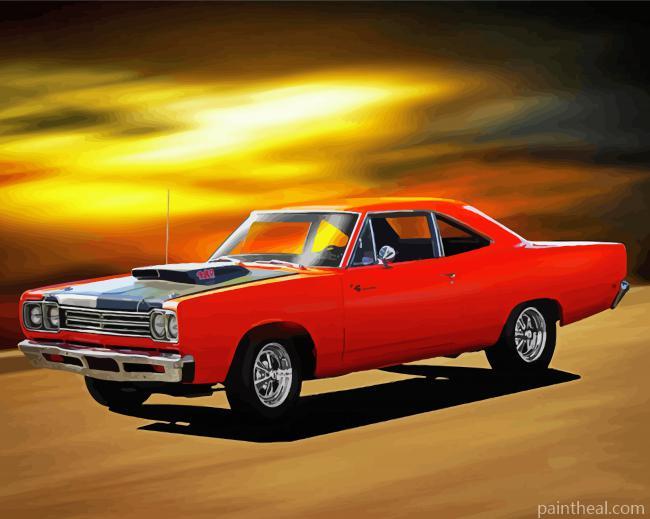 Cool Red 69 Road Runner Painting By Numbers Kits