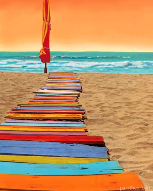 Colorful Beachwalk Painting By Numbers Kits