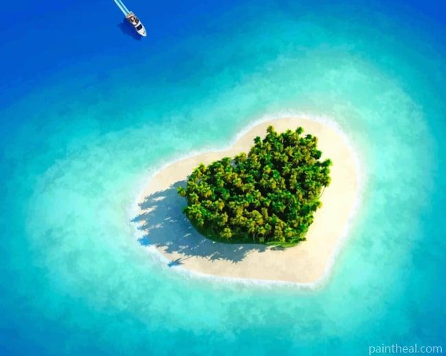 Heart Shaped Island Painting By Numbers Kits