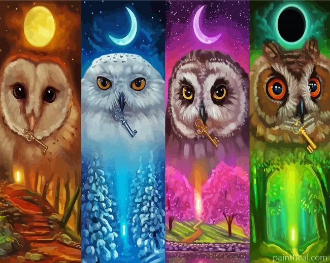 Four Seasoned Owls Painting By Numbers Kits