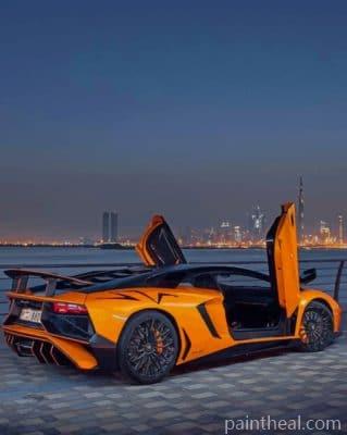 Orange Lamborghini – 5D Diamond Painting Painting By Numbers Kits